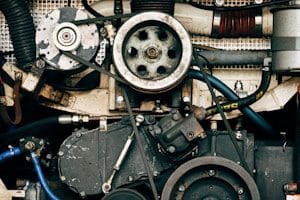 black and gray engine parts