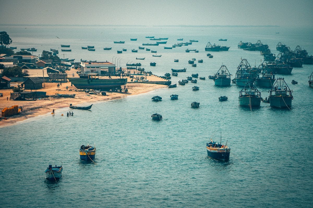 boats on sea during daytime in Rameshwaram south India